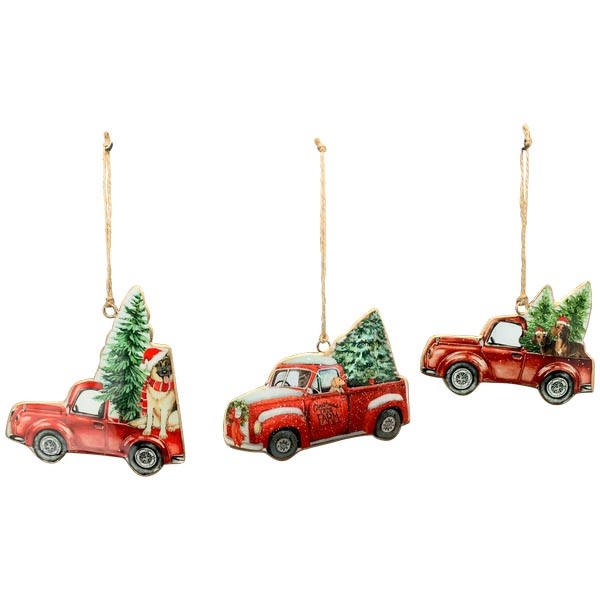 Декор подвесной "Новогодняя машина" в ассортименте 12x1x12см/12x1x8,5см