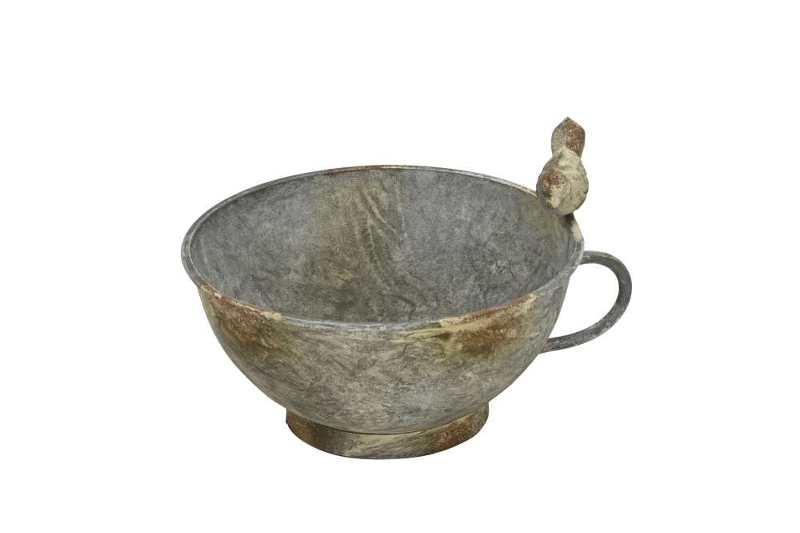 Кашпо "Чашка с птичкой" 19,5x17xH11см