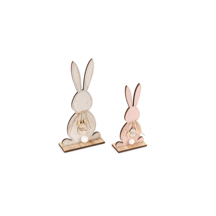 Набор из 2-х шт. Декор "Кролики - счастливой Пасхи" 26,5/20см
