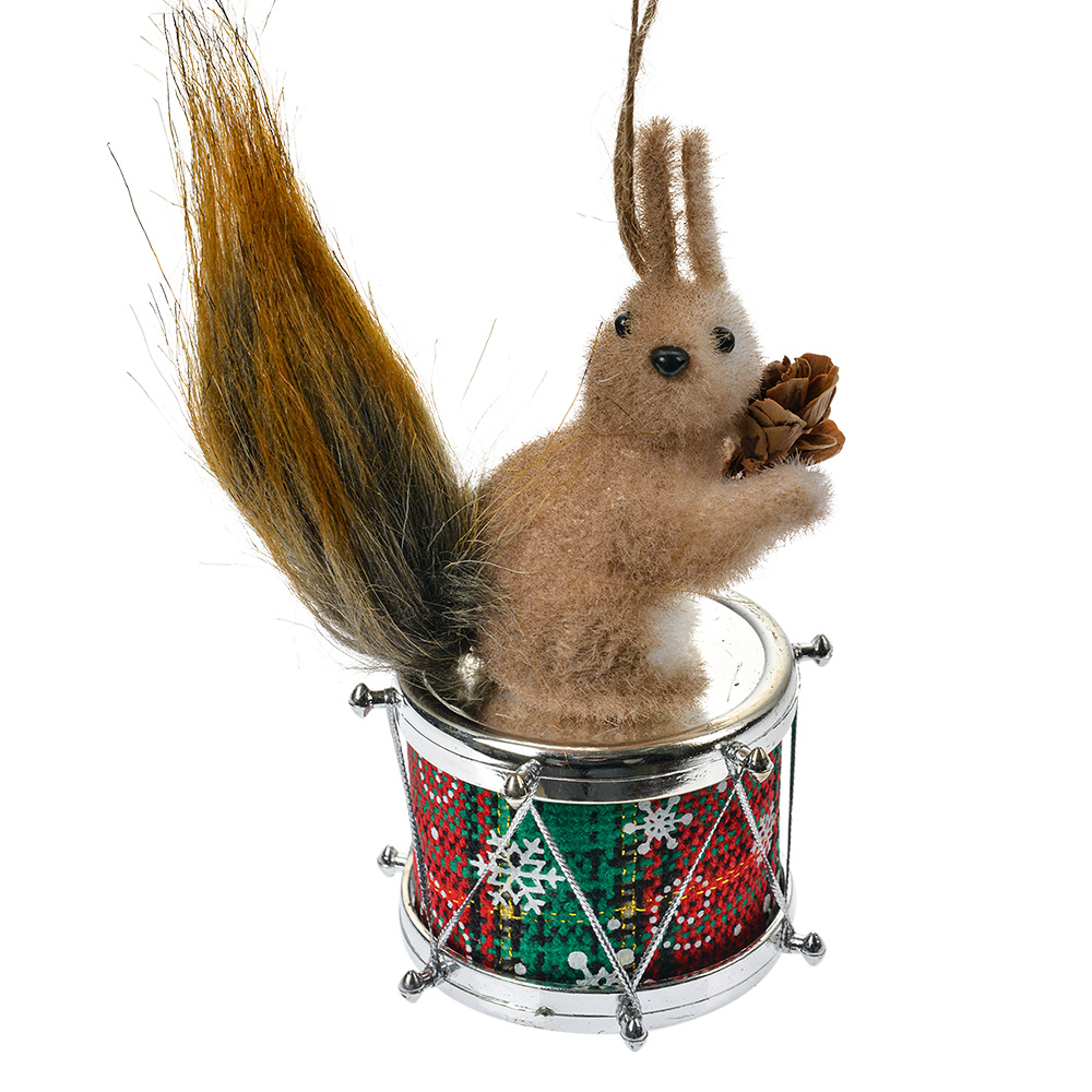 Декор подвесной "Белка на барабане" 10x6x11см