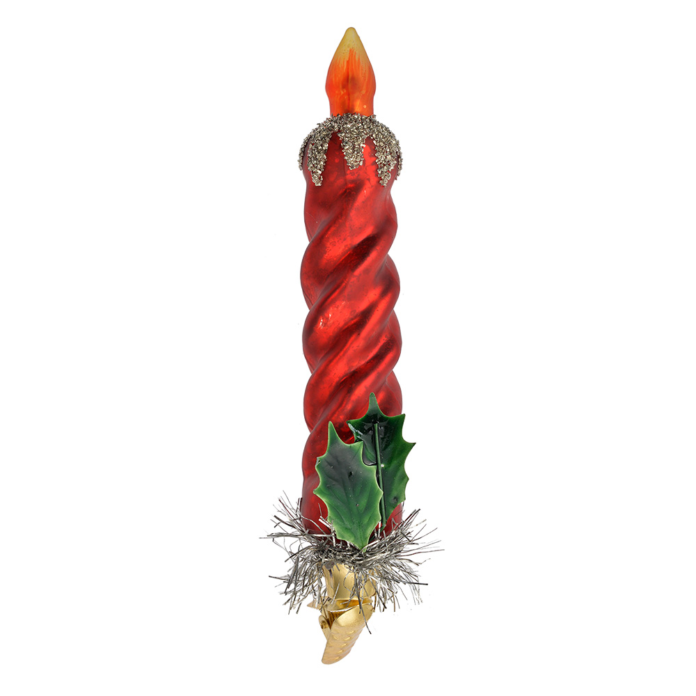 Ёлочное украшение на прищепке "Свеча-ретро" 4x3x17см