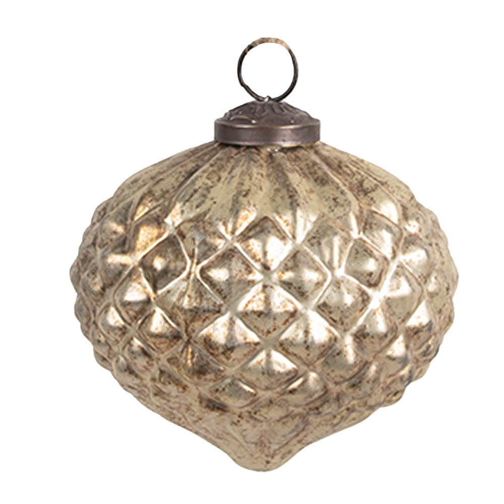 Елочное украшение "Луковка с орнаментом" античное золото Ø 8x8см