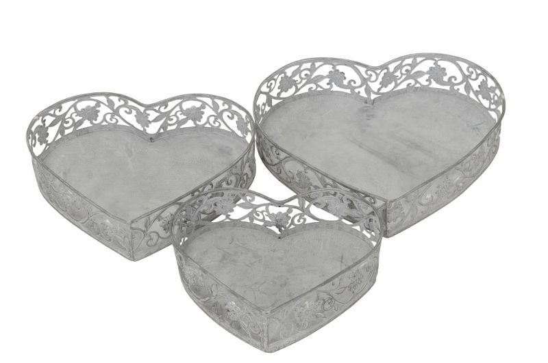 Набор из 3-х подносов "Ажурное сердце" 18x16,5x5см / 22x20x5см / 25x23x5см
