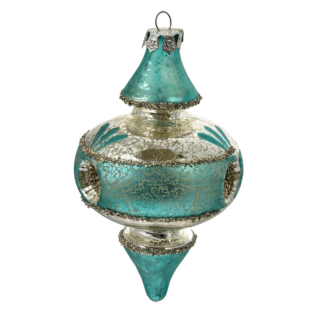 Ёлочное украшение "Пика-ретро" голубая  Ø 8x13см