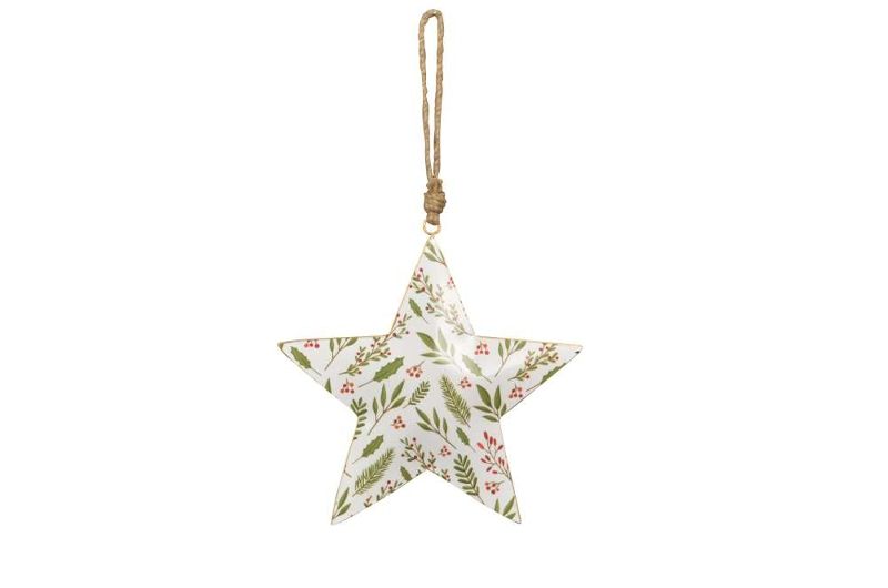 Декор подвесной "Звездочка-красные ягоды" 8,5х8,5см + 12см подвес