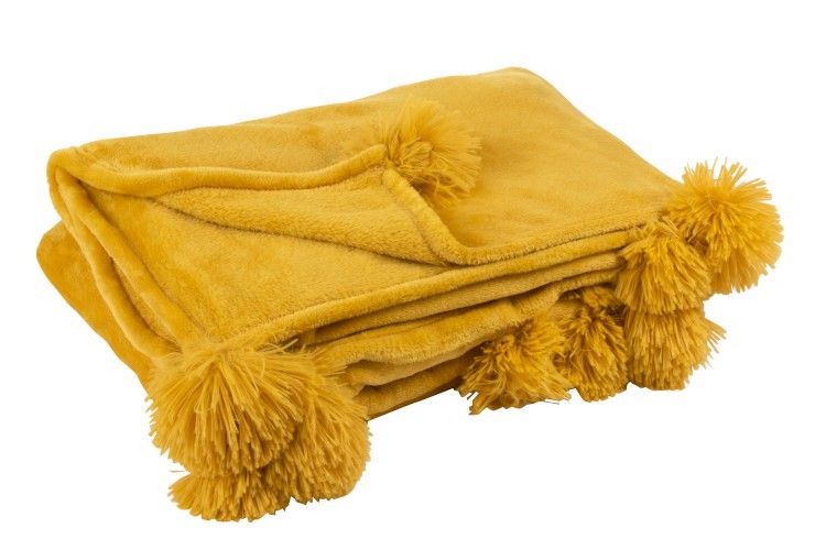 Плед "Пом-пон" охра 130х170см