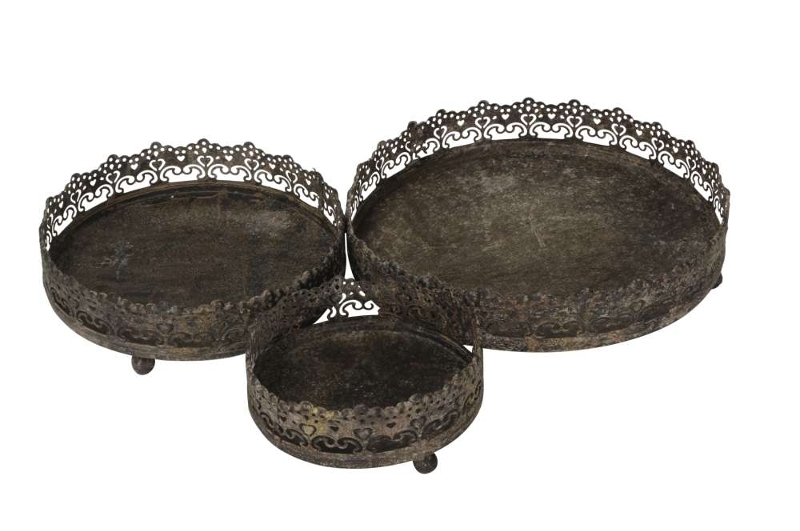 Набор из 3-х подносов "Ажур" рустик D15xH6см / D20xH6см / D26xH6см