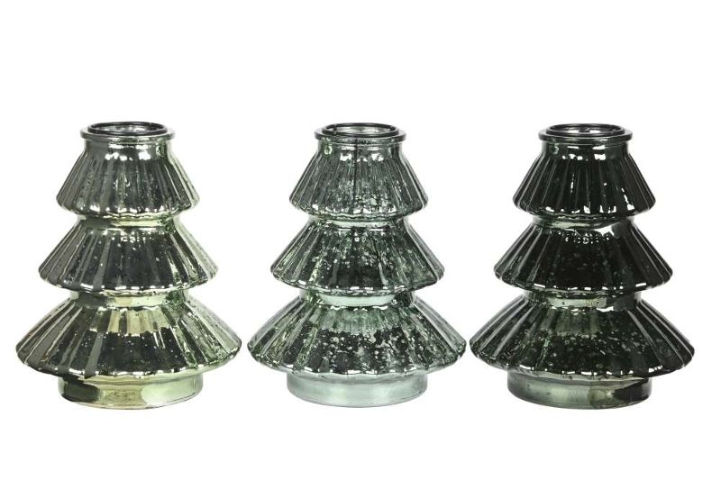 Ваза декоративная/Подсвечник "Елка" зеленый антик 15,5x18см