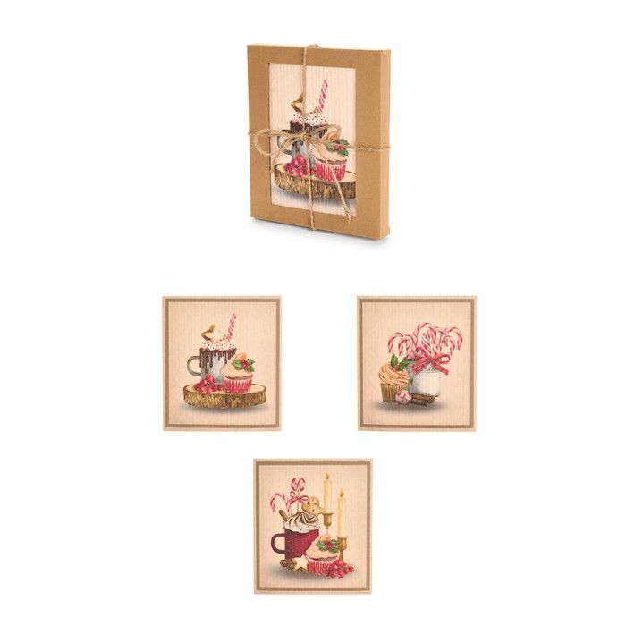 Набор из 6 кухонных тряпочек для уборки "Сладкий Новый год" 17,2x19,4см