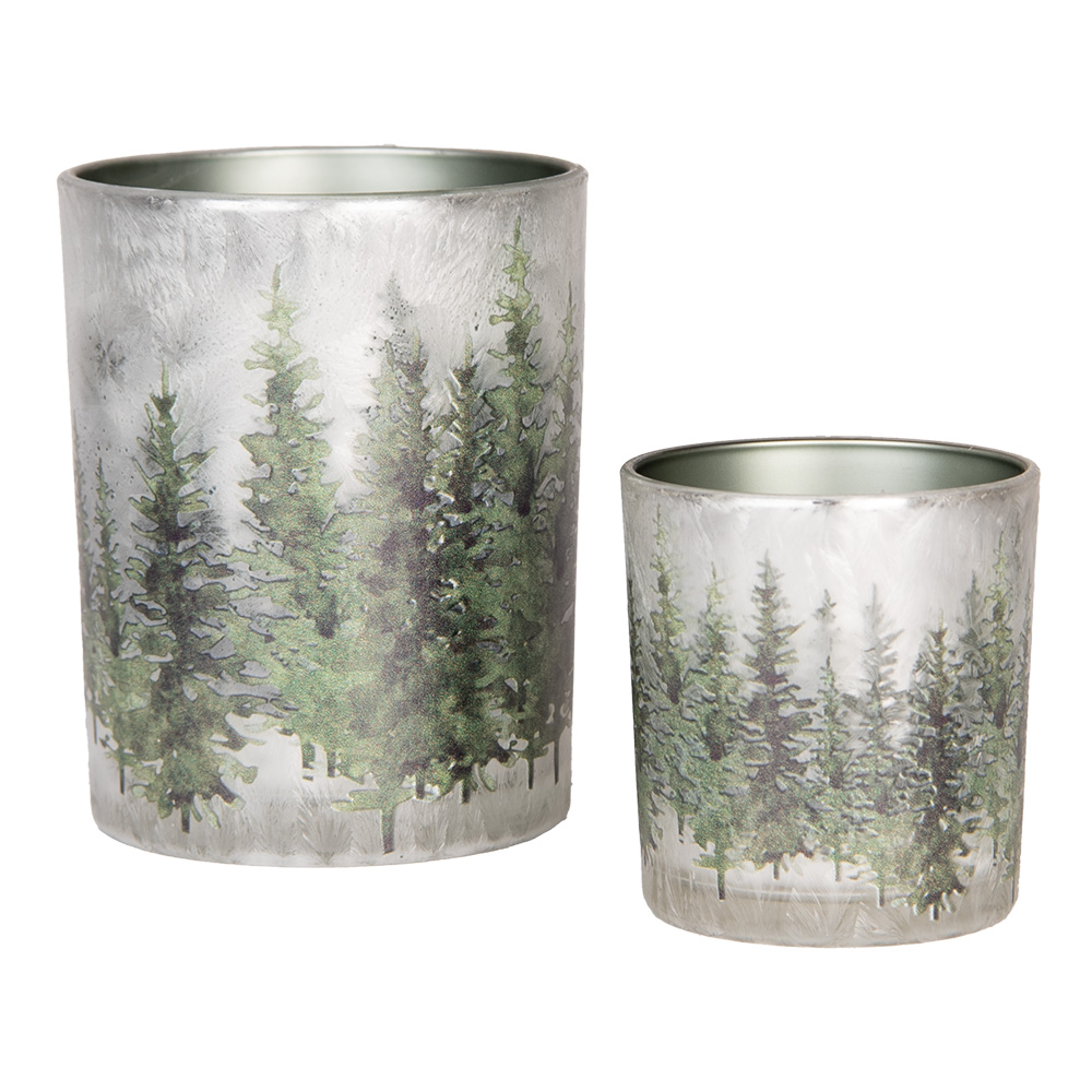 Набор из 2-х подсвечников "Елки" Ø 7x8 / 10x13 см