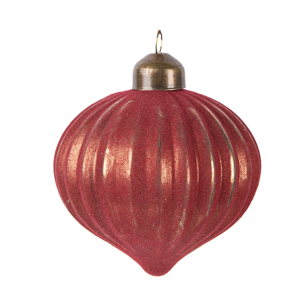 Елочное украшение "Луковка" красный перламутр Ø 8x9см