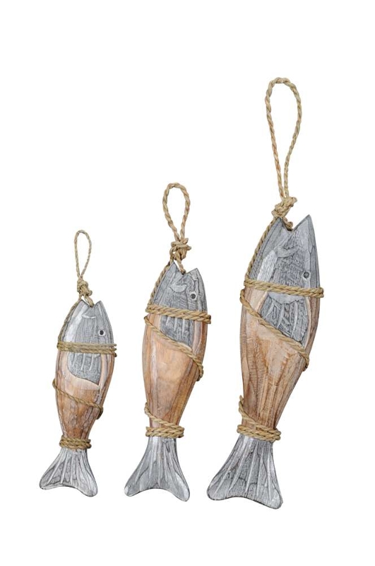 Набор из 3-х шт подвесной декор "Рыбы" 6x3xH20см / 8x3xH25см / 8x3xH30см +10см подвес