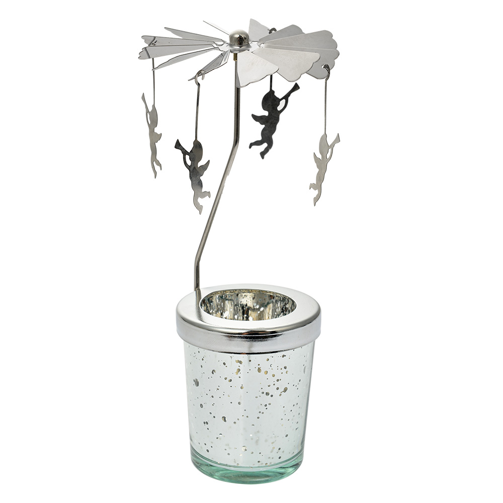 Подсвечник-карусель "Ангелы с дудочкой" Ø 8x17см