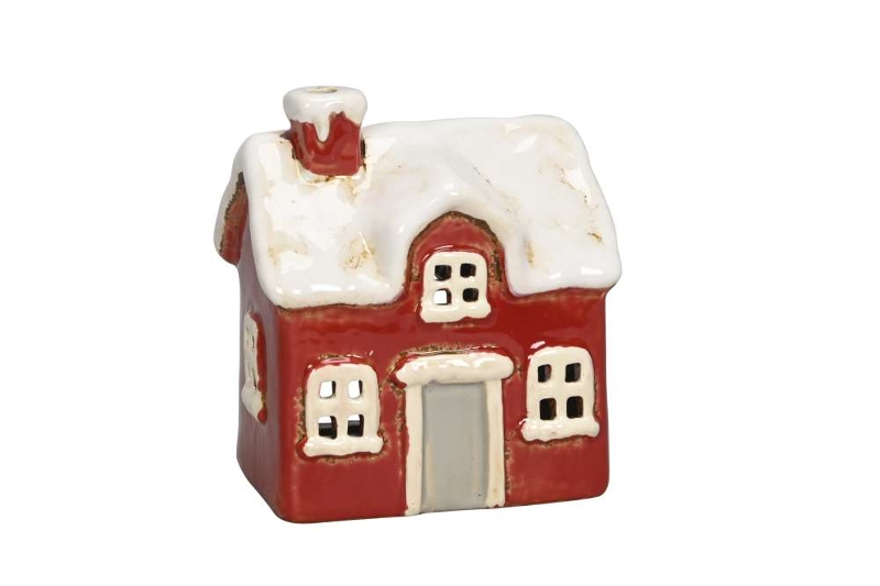 Подсвечник "Домик - избушка" красный 11,5x8xH13см