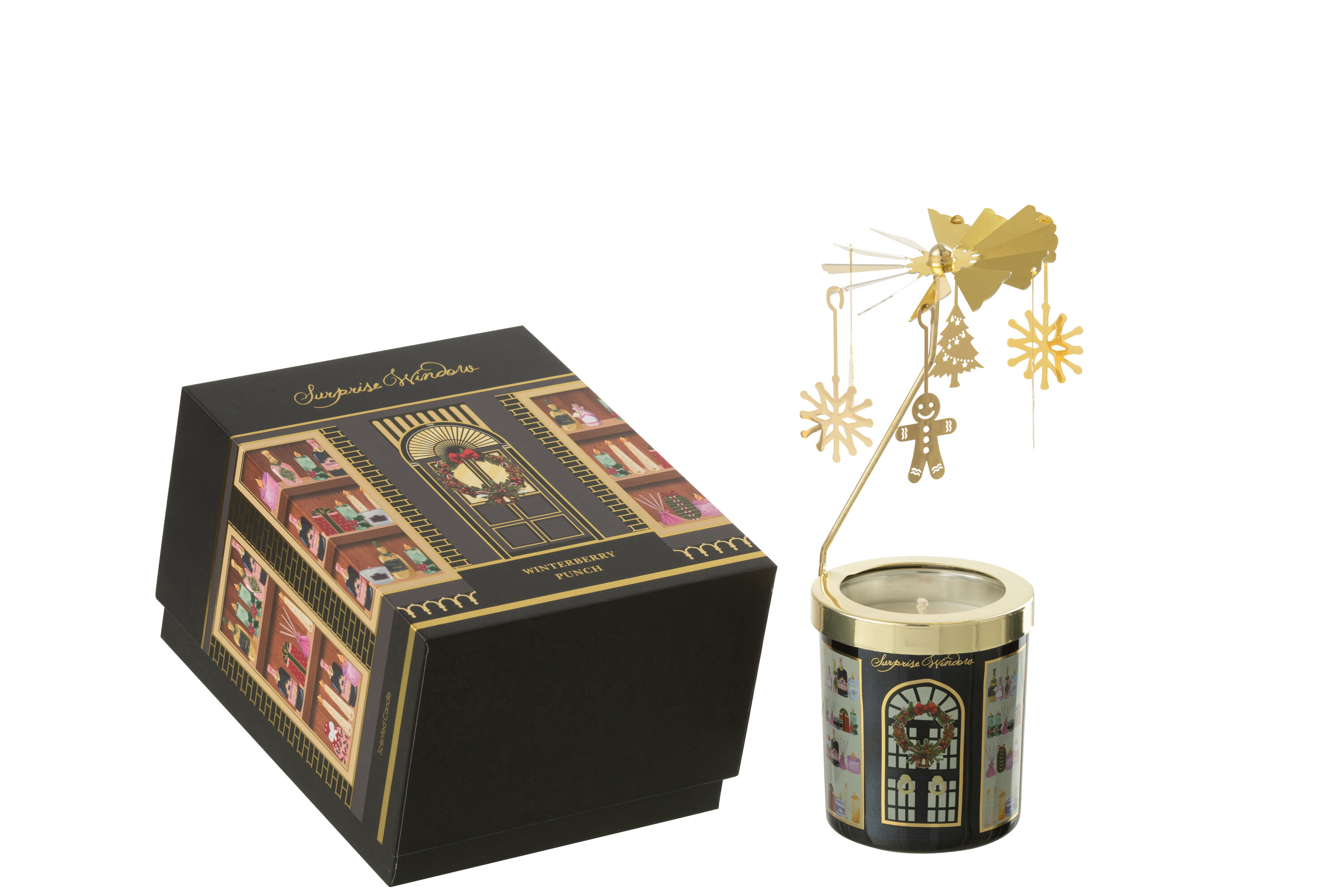 Арома-свеча с каруселью "Surprise Window" черная 13,5x10x16см