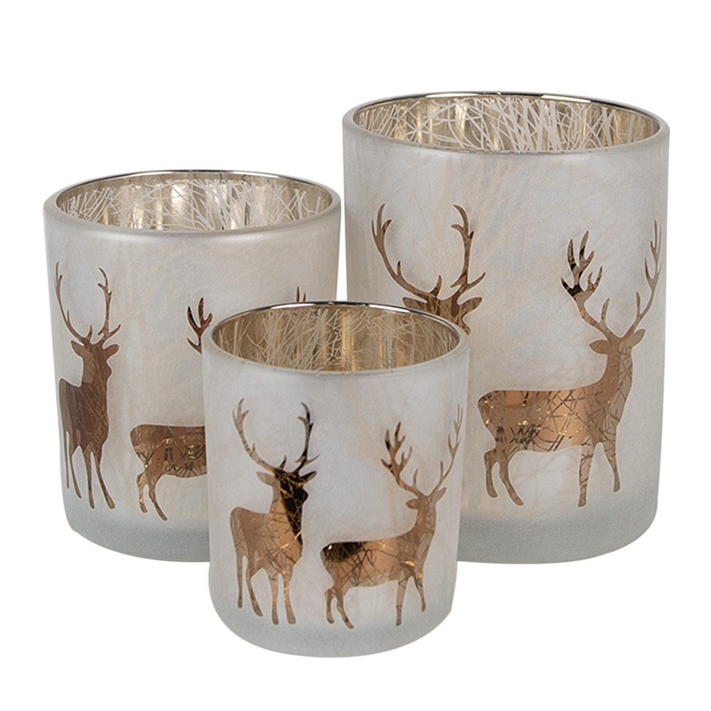 Набор из 3-х подсвечников "Олени" Ø 7x8 / Ø 9x10 / Ø 10x12см