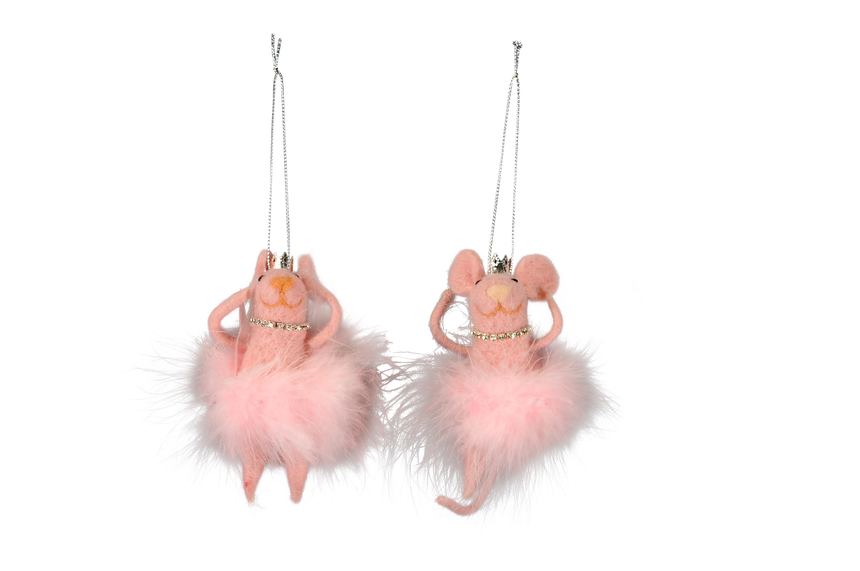 Подвесной декор "Мышь" розовая в ассортименте 7x10x12см + 8см подвес