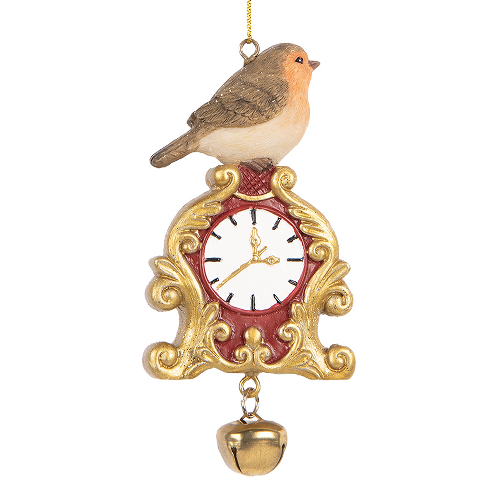 Декор подвесной "Птичка на часах" 6x3x11см