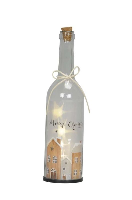 Декор светодиодный "Бутыль с пряничным городом" 7х29см 5LED