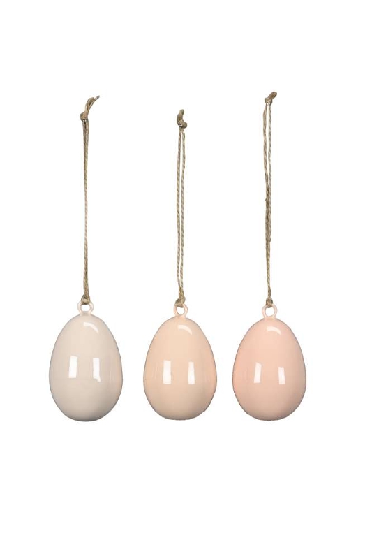 Декор подвесной "Яйцо" нежный персик в ассортименте 5x7,5см + 12см подвес