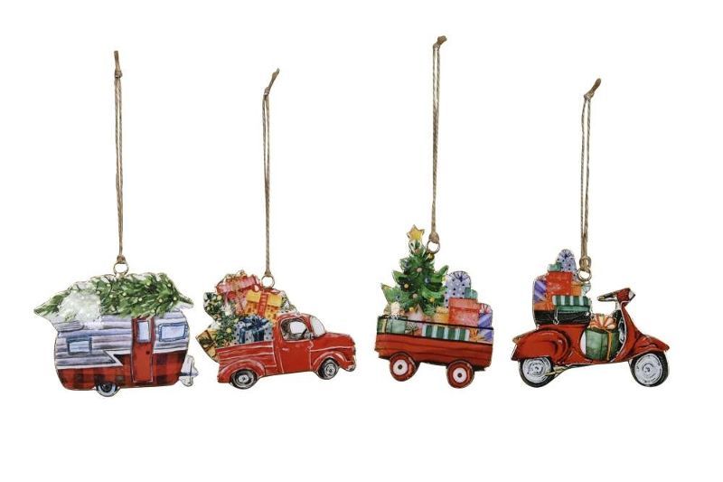 Декор подвесной "Новогодний транспорт" в ассортименте 10x7,5см/10x8,5/10x9см /8x10см