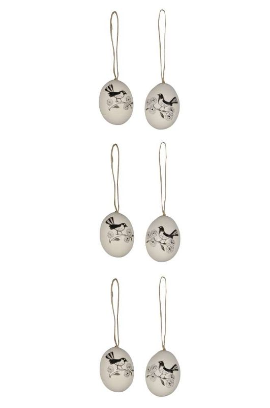 Набор из 6 декоративных яиц "Птички" 4,5x6см
