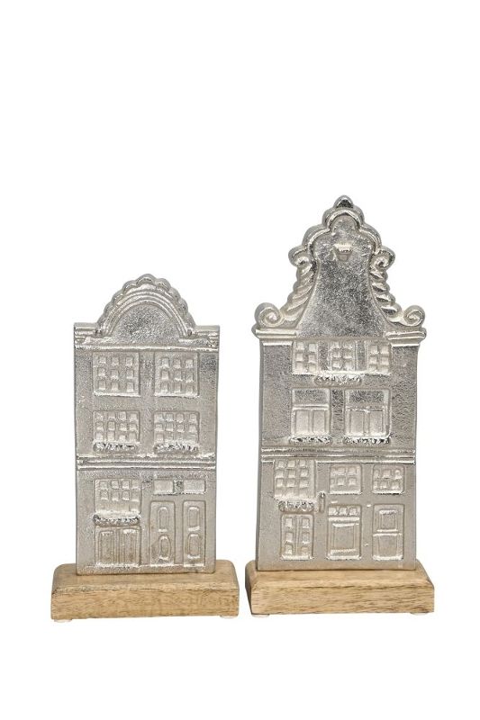 Декор "Голландские домики" серебро в ассортименте 12x5x23см/12x5x28см