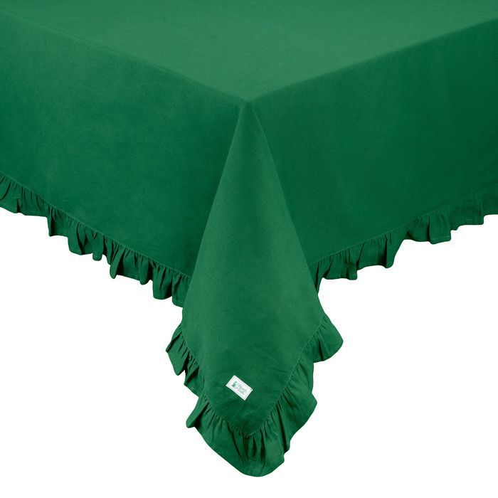 HTH70959V Скатерть с воланом "Деметра" зеленая 150x200+6см