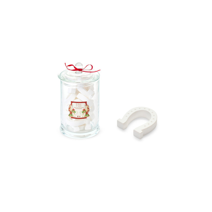 Набор из 16 арома-подков в стеклянном сосуде "Лошадки-карусель Амели" 13x13x16см