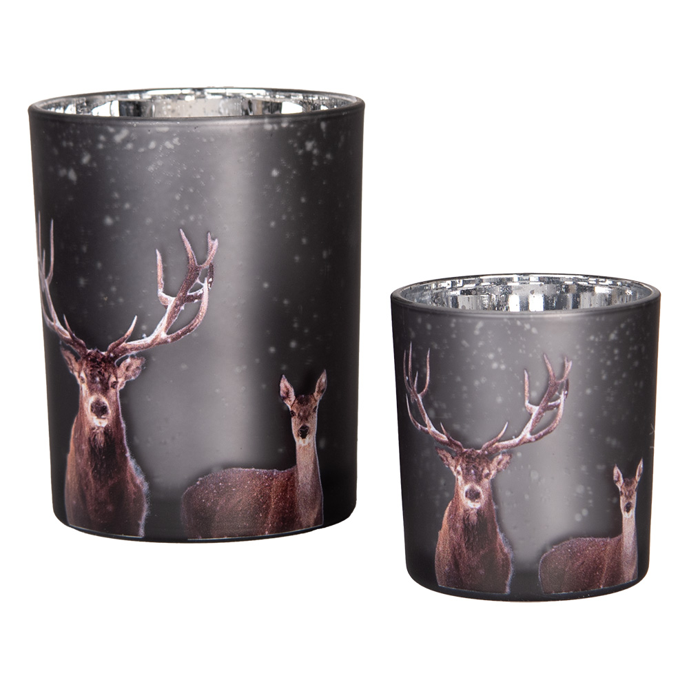 Набор из 2-х подсвечников "Олень и олененок" Ø 7x8 / 10x13 см