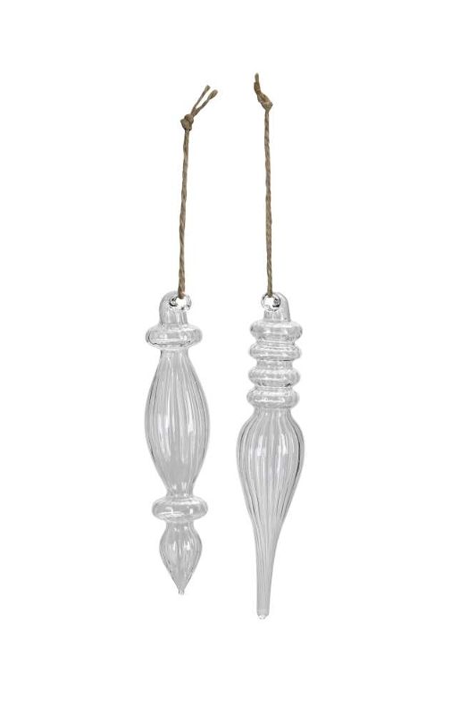 Елочное украшение "Сосулька" прозрачная в ассортименте 3,5х15см + 10см подвес