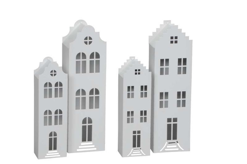 Набор из 2-х подсвечников "Голландские домики" в ассортименте 9х7х31см/12х9,5х41,5см