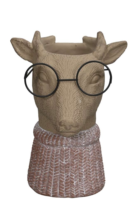 Кашпо "Олень в очках" 16,5x15xH22см