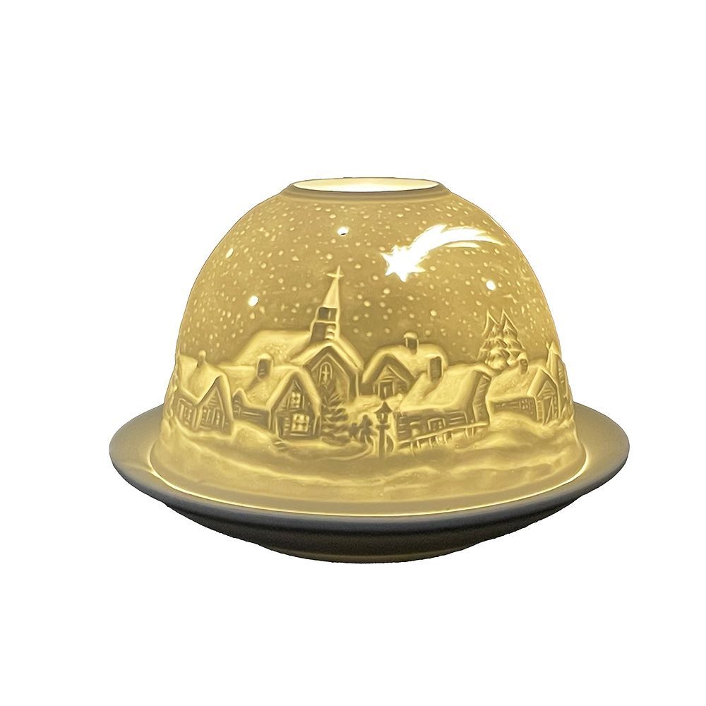 Подсвечник "Зимняя деревня" 12x8см