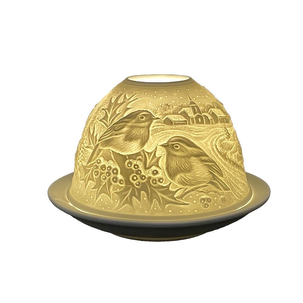 Подсвечник "Снегири" 12x8см