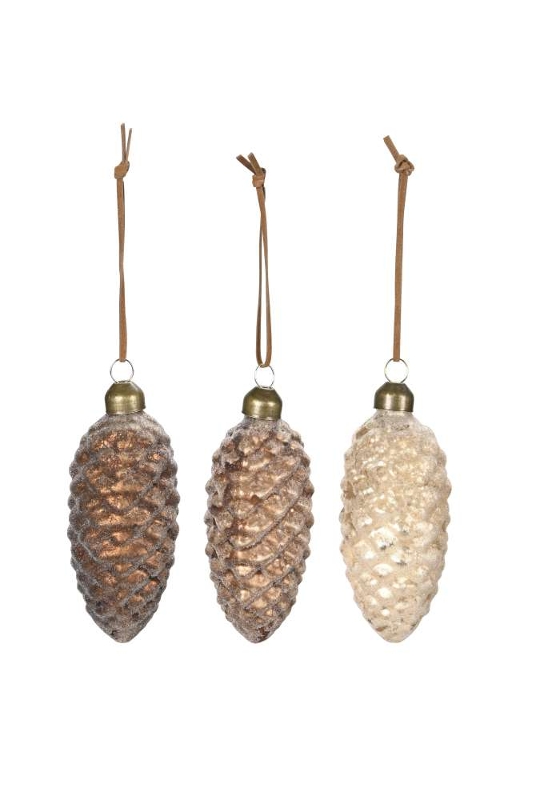 Елочное украшение "Шишка коричневая" в ассортименте 5x12см + 8см подвес