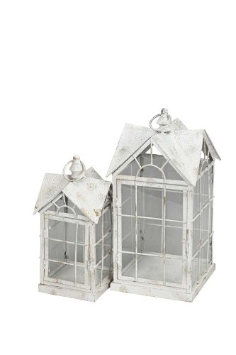 Набор из 2-х подсвечников "Античные домики" 17x17xH35,5см/ 23x23xH46см