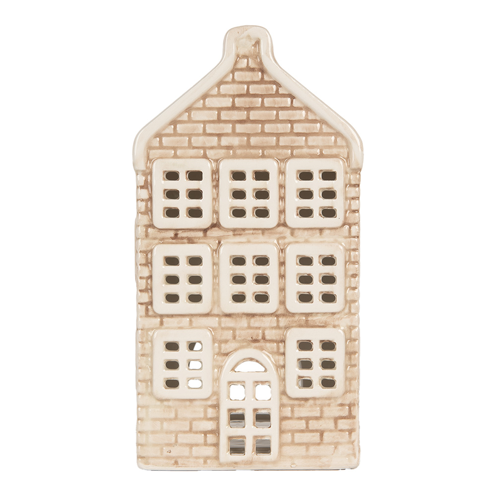 Подсвечник "Голландский домик" бежевый кирпич 9x10x19 см