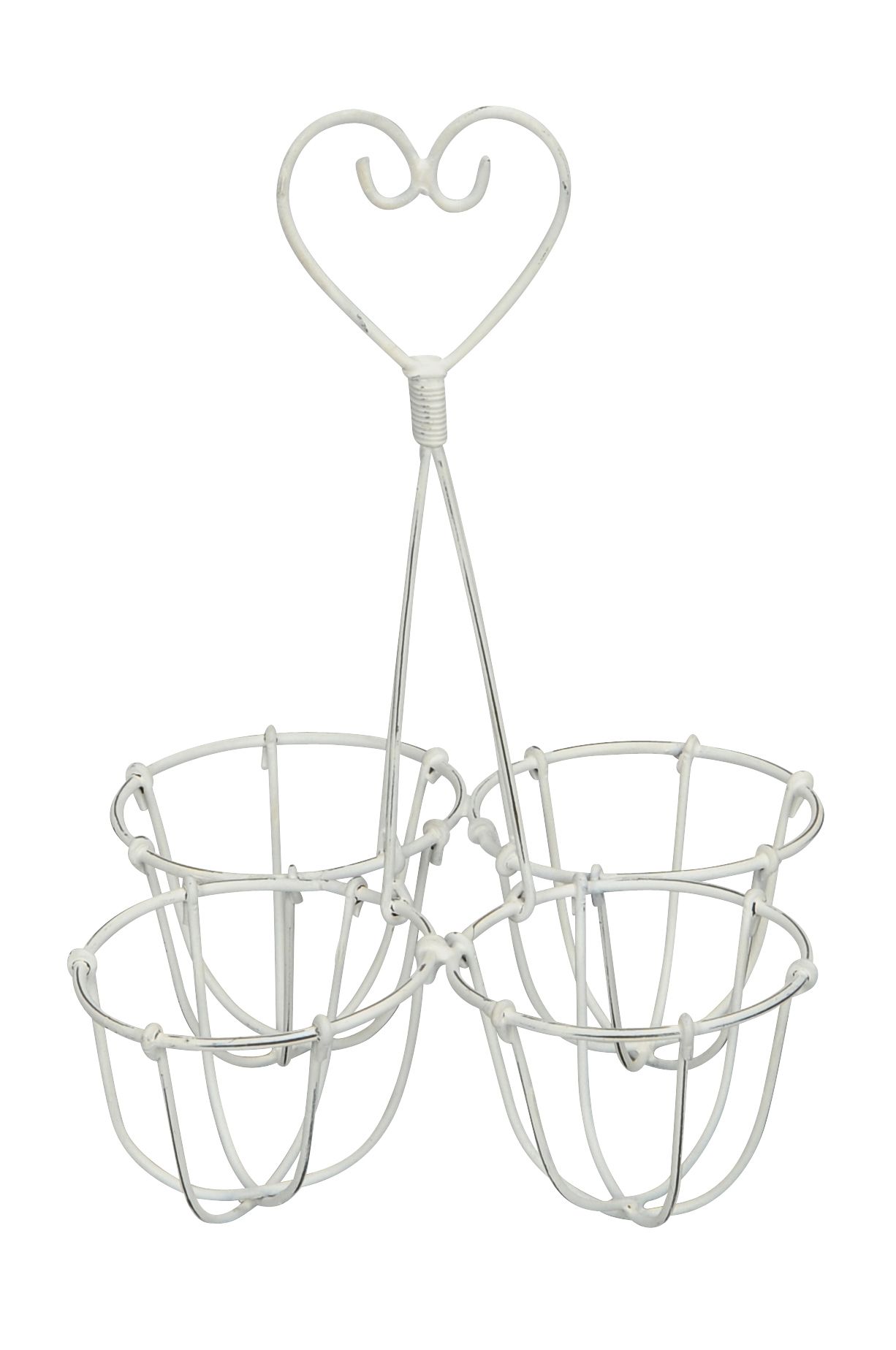 Подставка для яиц "Сердце" белый антик 12x17см