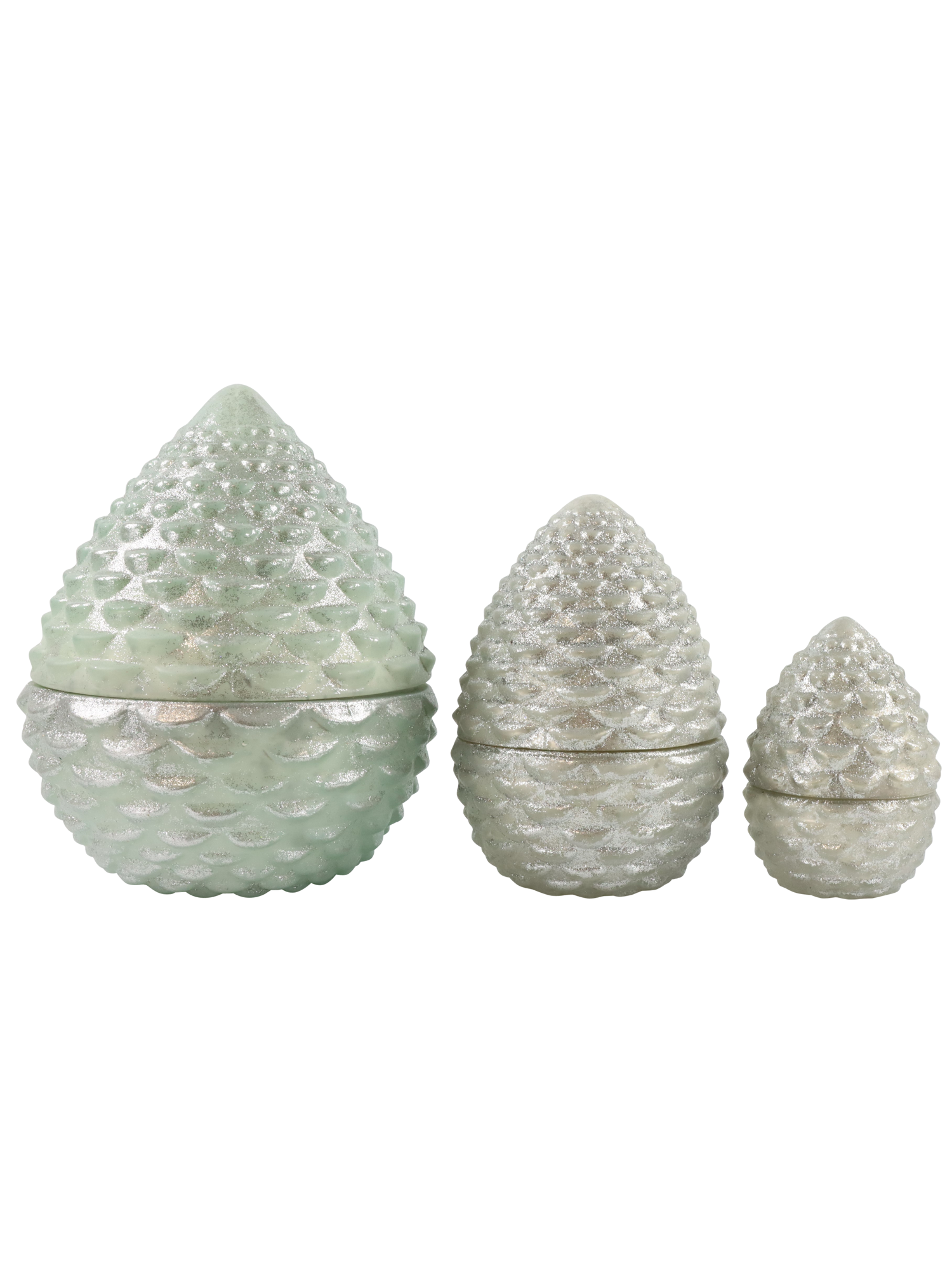 Набор из 3-х декоративных шкатулок "Шишки" 10x10x10/12,5x12,5x15/15x15x20см