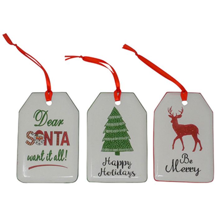 Декор подвесной "Санта/Праздник/Будь счастлив" в ассортименте 10х15см