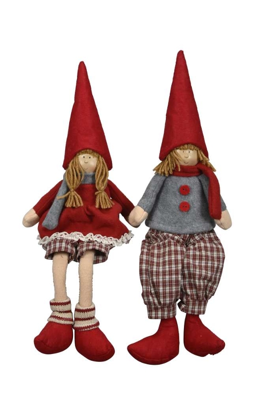 Декор "Девочка/Мальчик-гном" в ассортименте 13x9xH45см