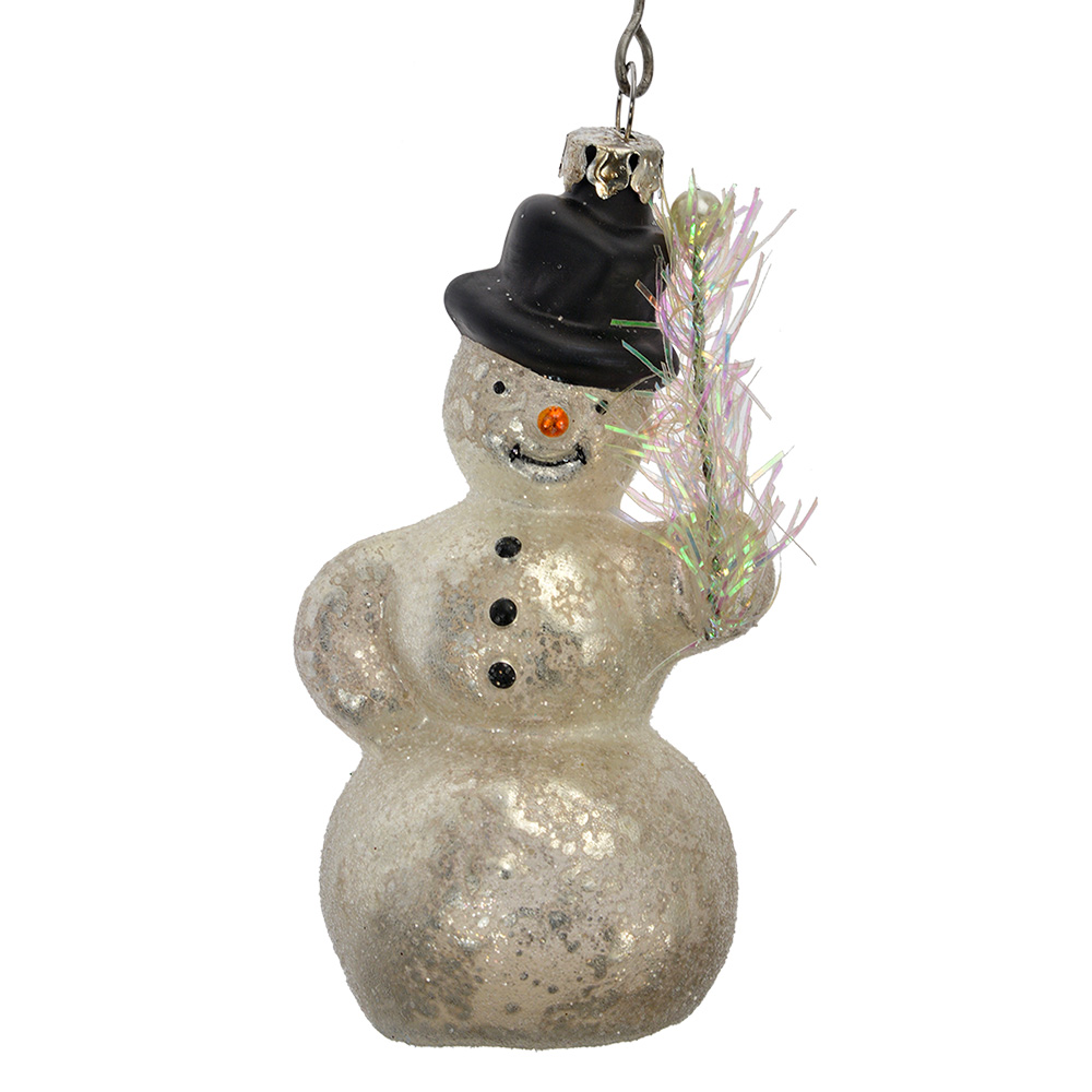 Ёлочное украшение "Снеговик-ретро" Ø 5x10см