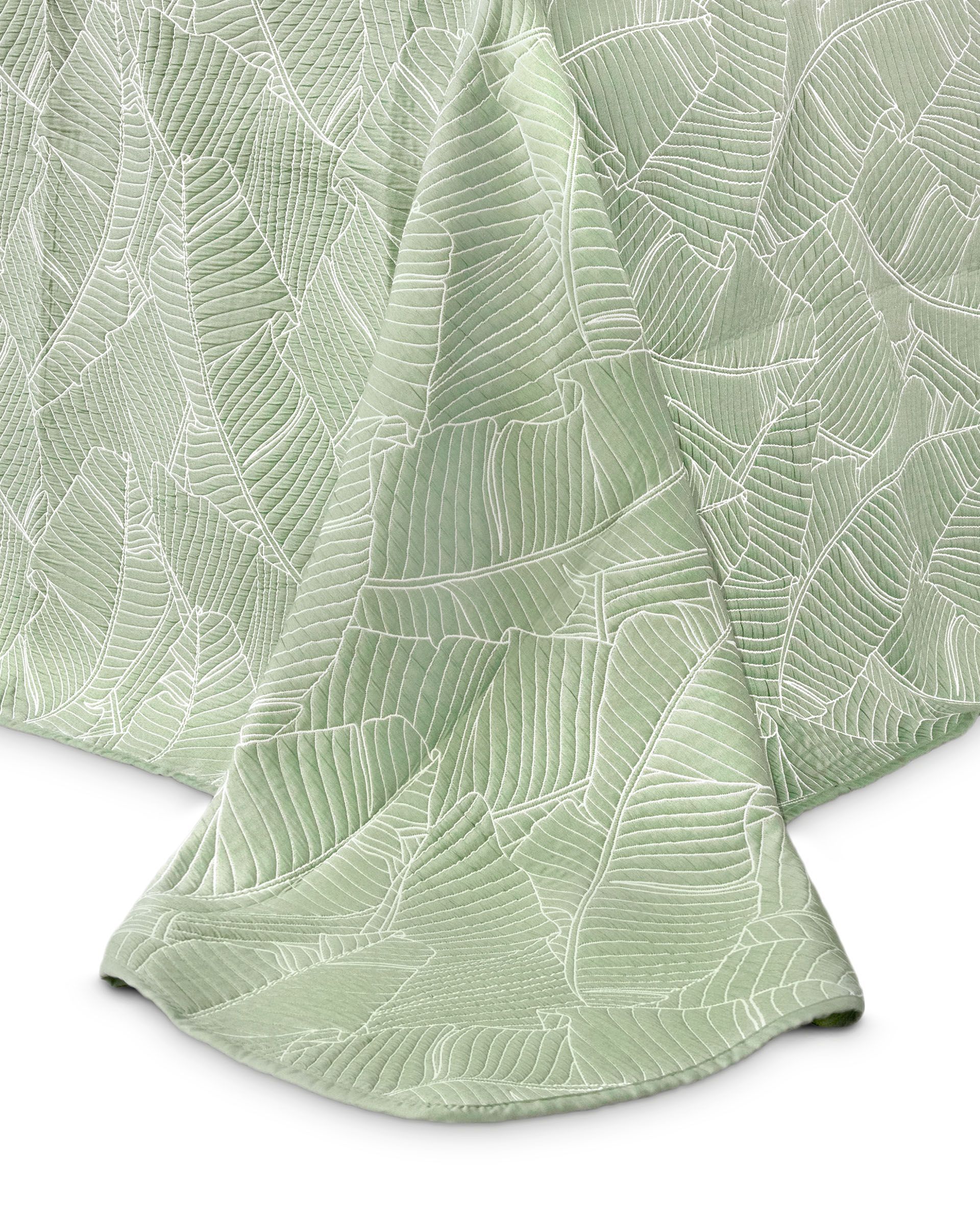 Покрывало жаккард 2-спальное "Муза" ЗЕЛЕНОЕ 260x260см