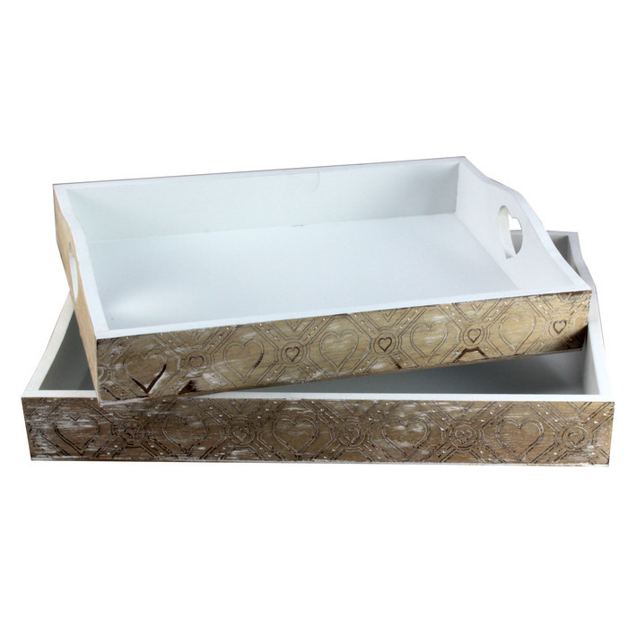 Набор из 2-х подносов "Сердечки" 40x30x7см/ 35x25x6,7см