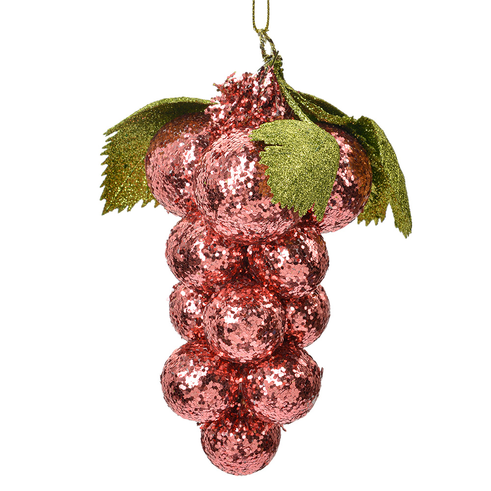 Елочное украшение "Виноград" розовый  8x8x14см