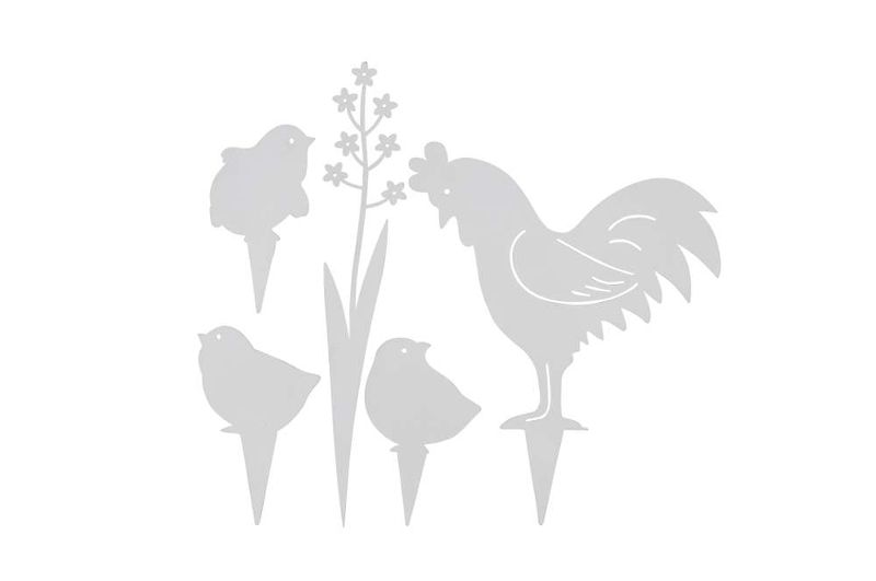 Набор из 5 шт Топер "Петух и цыплята" 13x16см/3,5x20см/5,5x8,5см/5x8см/4,5x8см
