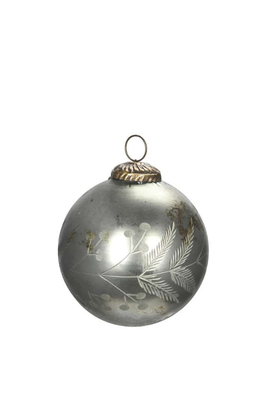 Елочный шар "Серебряный антик" D8xH9см