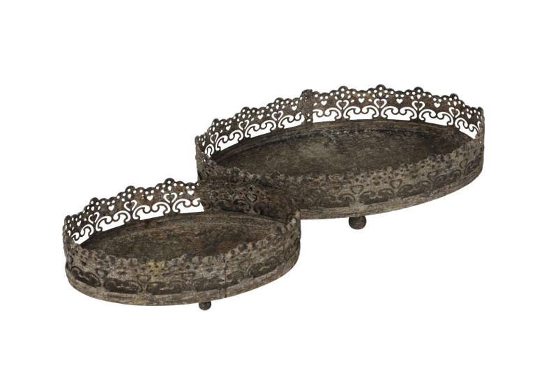 Набор из 2-х подносов "Антик" 19x12xH5,5см/ 25x15xH6см