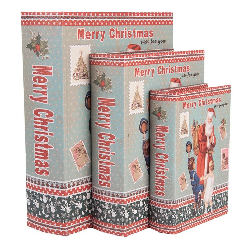 Набор из 3-х шкатулок-книг "Ретро Рождество" 27x22x7 / 22x17x6 / 17x12x4см